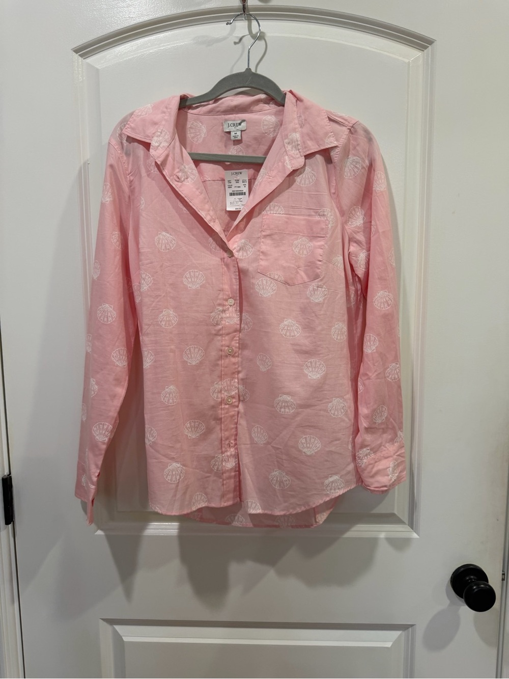 J. Crew Pink Shell-Print Button-Up Shirt